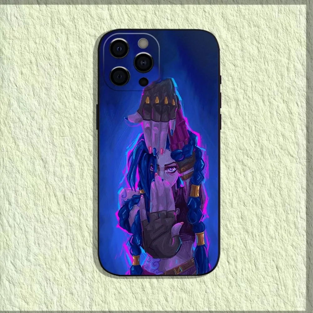 Чехол для телефона Arcane S-Silco J-Jinx iPhone 16 15 14 13 12 11 Pro X XS Max XR Plus Mini Soft Black Cover