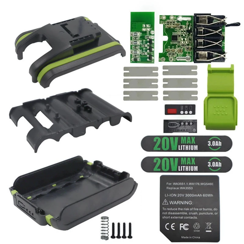 

WA3551.1 Li-Ion Battery Case 3.0Ah Sticker PCB Charging Protection Circuit Board For Worx 20V Label WA3551 WA3572 WA3590