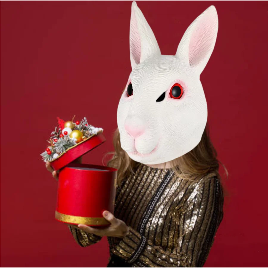 

Bunny Suit Cosplay Halloween Costume for Women Festival Accessories Cute Animal Latex Mascara Rave Mask Easter Rabbit Decoration