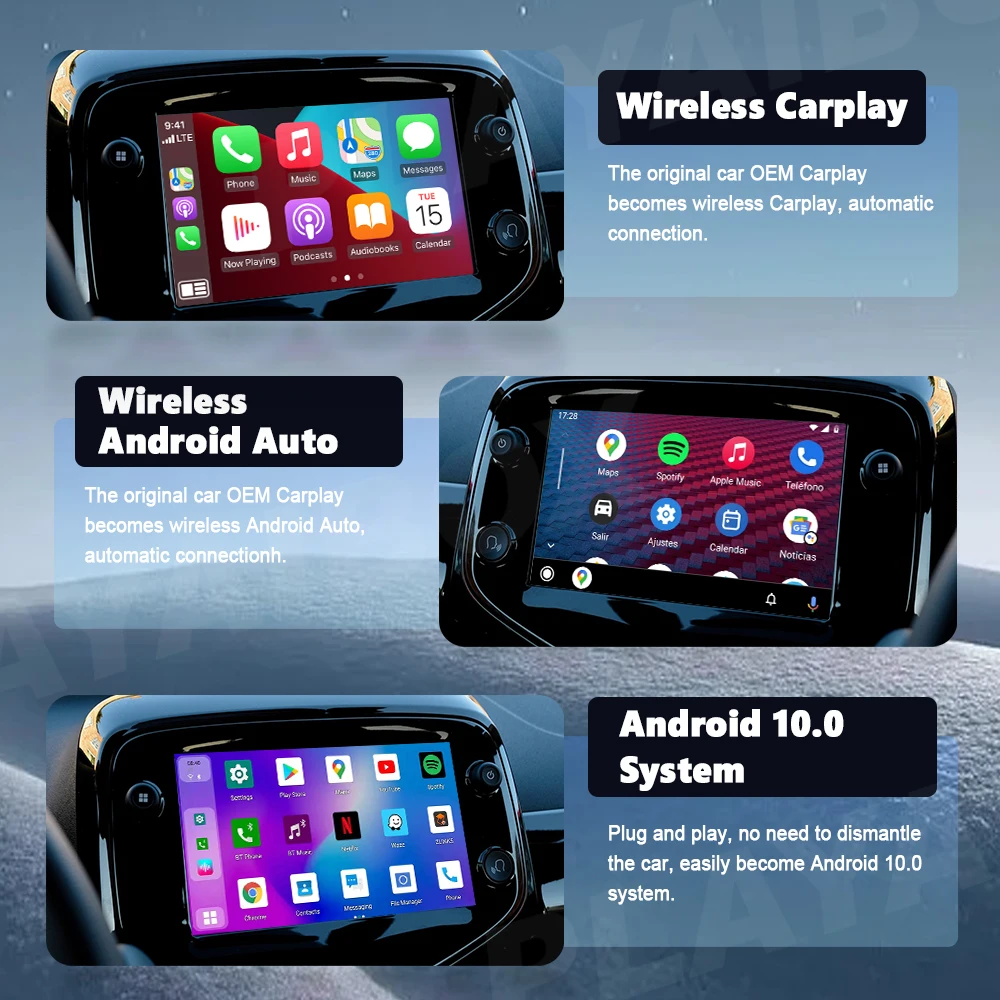 Carplay Ai Box Беспроводная система Android Авто Netflix Iptv 10 Qualcomm 8-ядерная Автомобильная