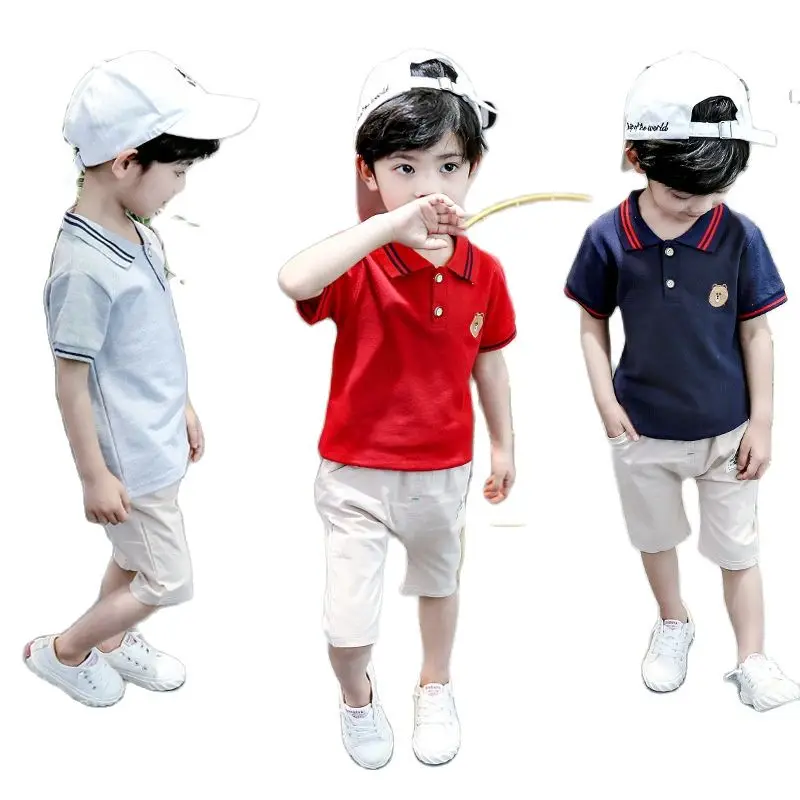 

Baby Boys T-Shirt Pants Infant Outfits Sets Newborn Baby Boy Cotton Tops Tees Summer Navy Blue White Red 2pcs Toddler Suits