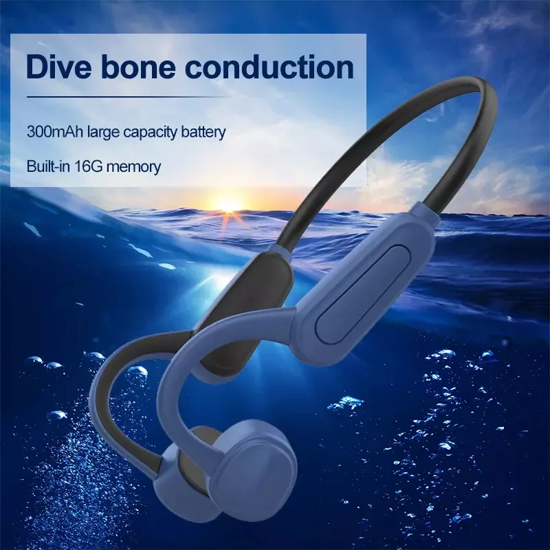 

Wireless Headphone Bone Conduction Swimming Ear Hook Bluetooth-Compatible Headset IP68 Waterproof with Magnetic Stereo Music Mic