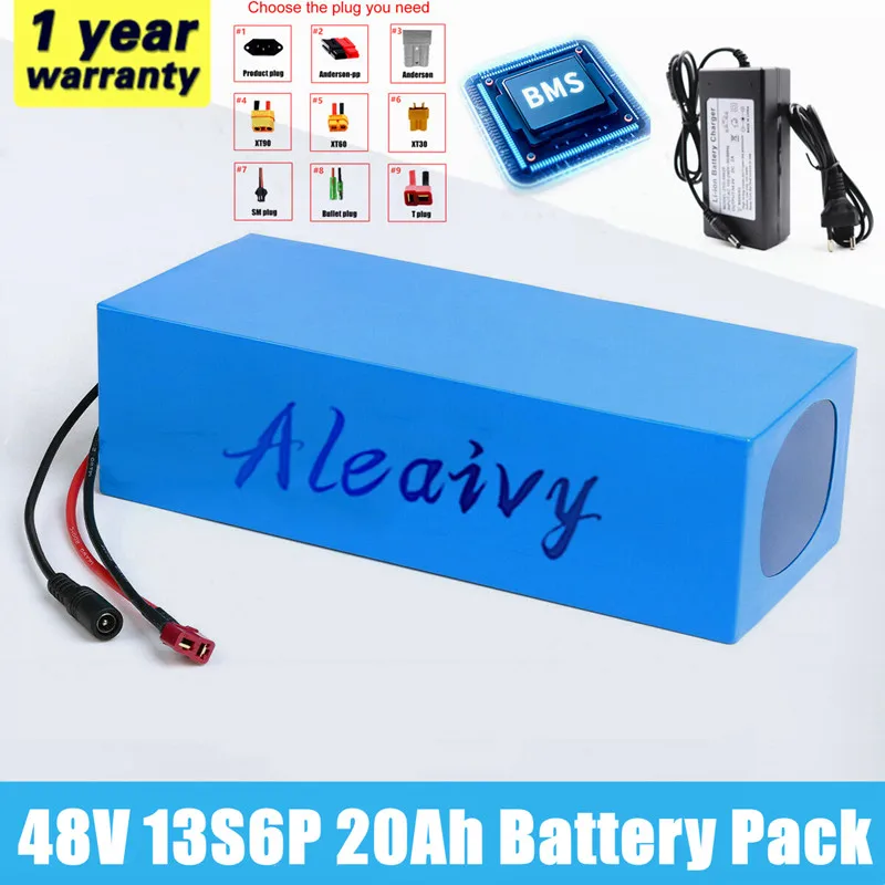 

48V 20Ah 13S6P 18650 Lithium Battery Pack 1200W High Power 54.6V Electric Bike Electric Scooter Ebike Battery Built-in 30A BMS