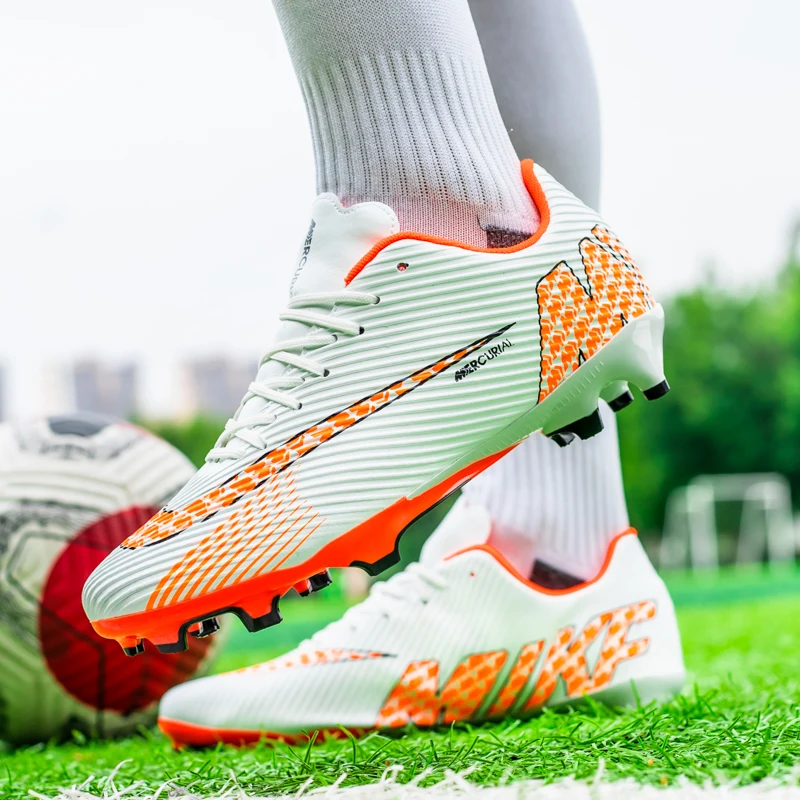 Men Soccer Cleats Professional Outdoor Sports Training Soccer Shoes Futsal Grass Long Spikes Non-Slip Football Boots for Boys