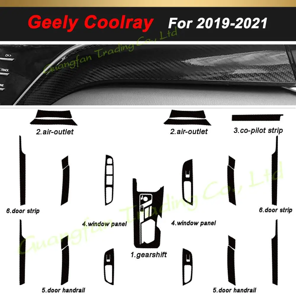 

For Geely Coolray 2019-2021 3D/5D Carbon Fiber Car Interior Cover Center Console Color Sticker Decals Products Parts Accessories