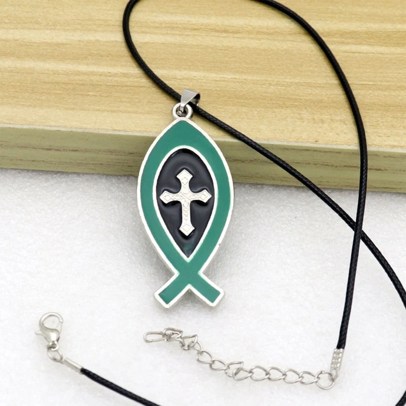 Double Side Cross Necklace Metal Catholic Pendant Religious Hanging Ornament for Women Men Birthday Holy Gift Supplies Accessory