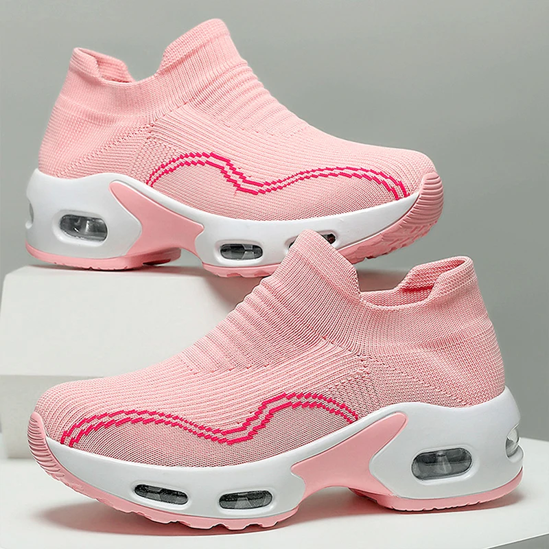 

Women Platform Socks Casual Walking Shoes Running Thick-soled Air Cushion Unisex Vulcanized Fabric Casual Knitted Increase Light