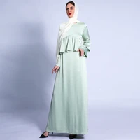 robe femme musulmane matte dress double trumpet sleeves solid color dress muslim womens clothing abayas for women turkish