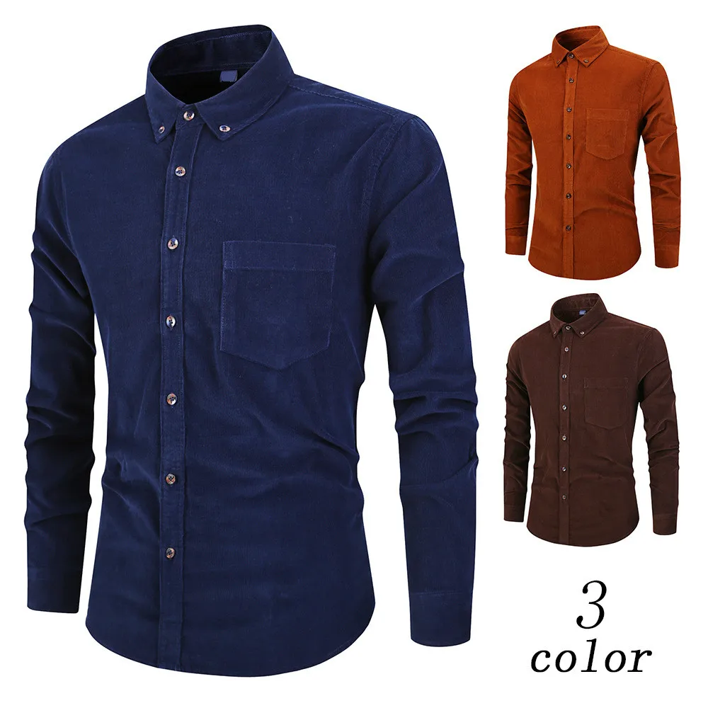 

Мужская хлопковая Вельветовая рубашка с длинным рукавом, размеры до Xxxl