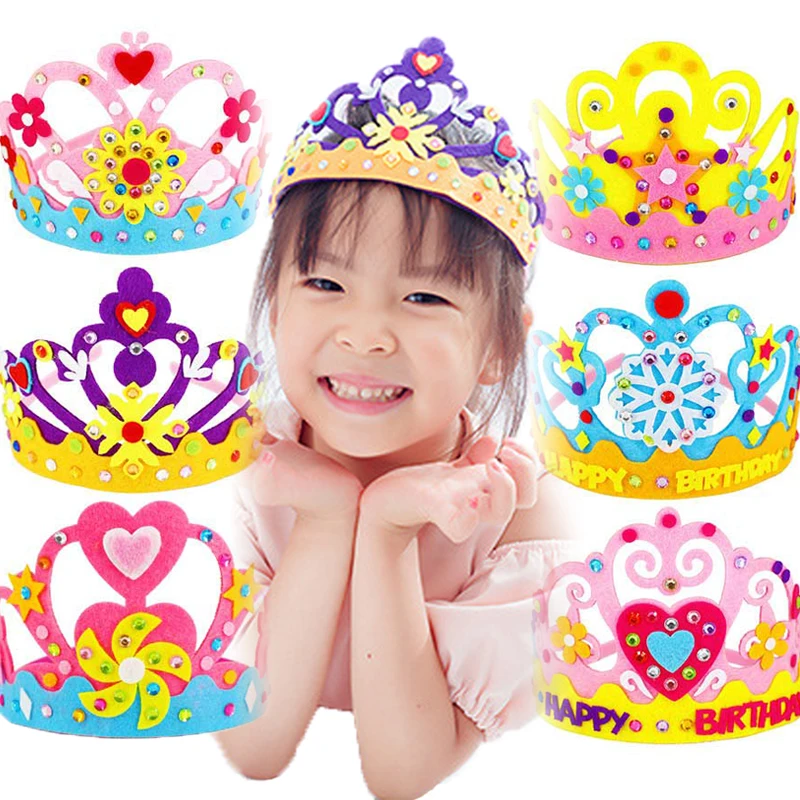 

Kids Creative Birthday Party Hat Baby DIY Toys Girls Colorful Sequins Flower Crown Hairband Children Headband Decorations Gifts