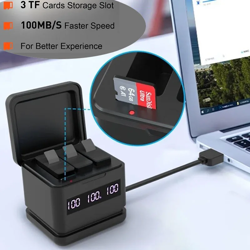 Зарядное устройство GoPro 5 6 7 8 с USB и Type-C