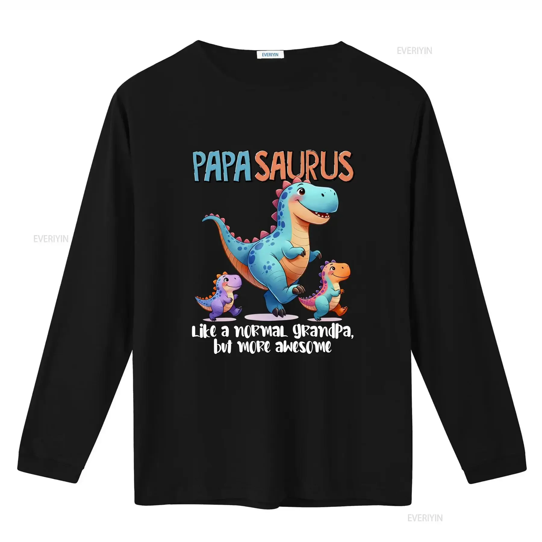 Фото Футболка Papasaurus Grandpa с забавным динозавром для милого дедушки от внуков: как обычная, но ещё более классная, винтажная, с эффектом потертости №3