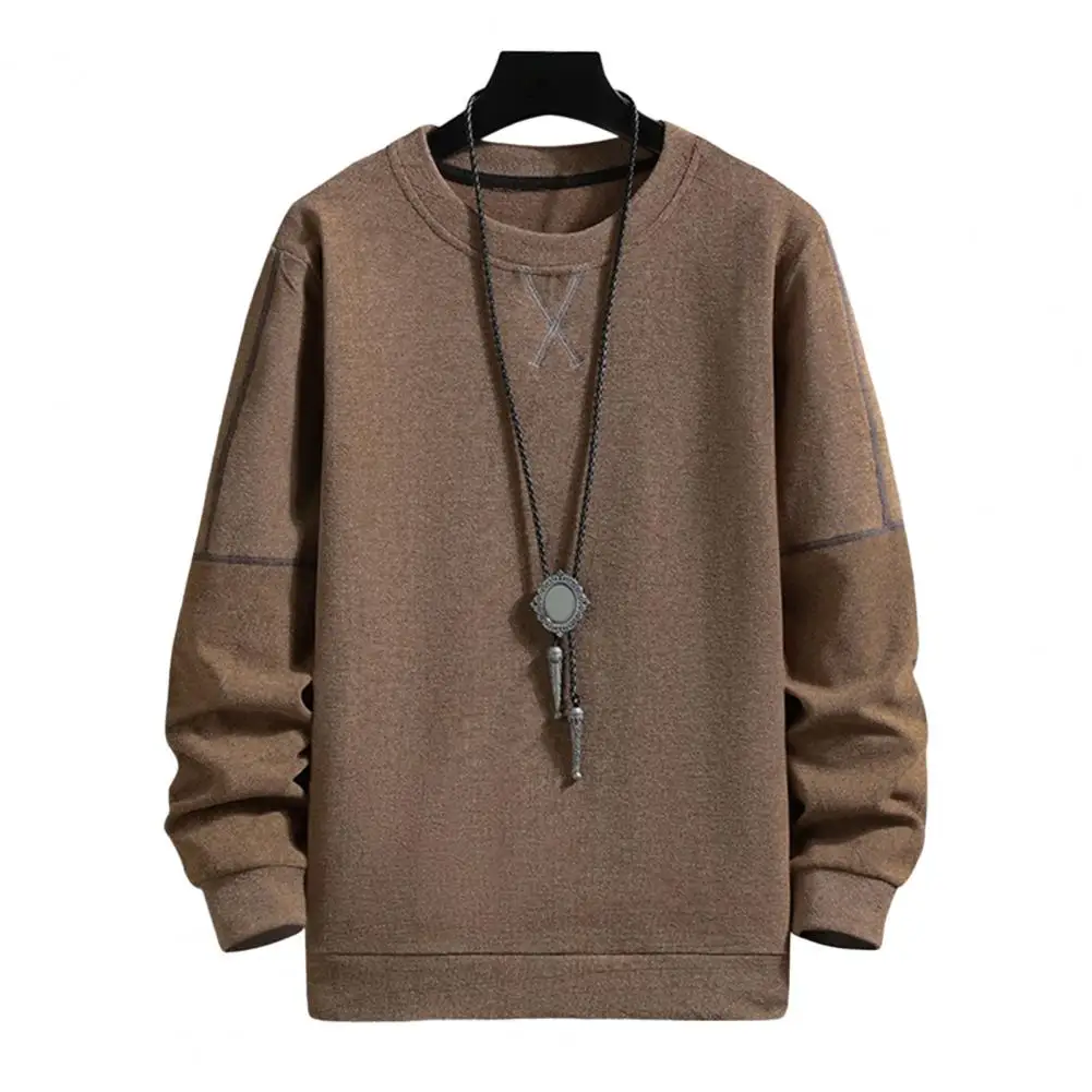 

Classic Men Autumn Solid Color Bottoming Sweatshirt Men Sweatshirt Shrink Resistant Warm