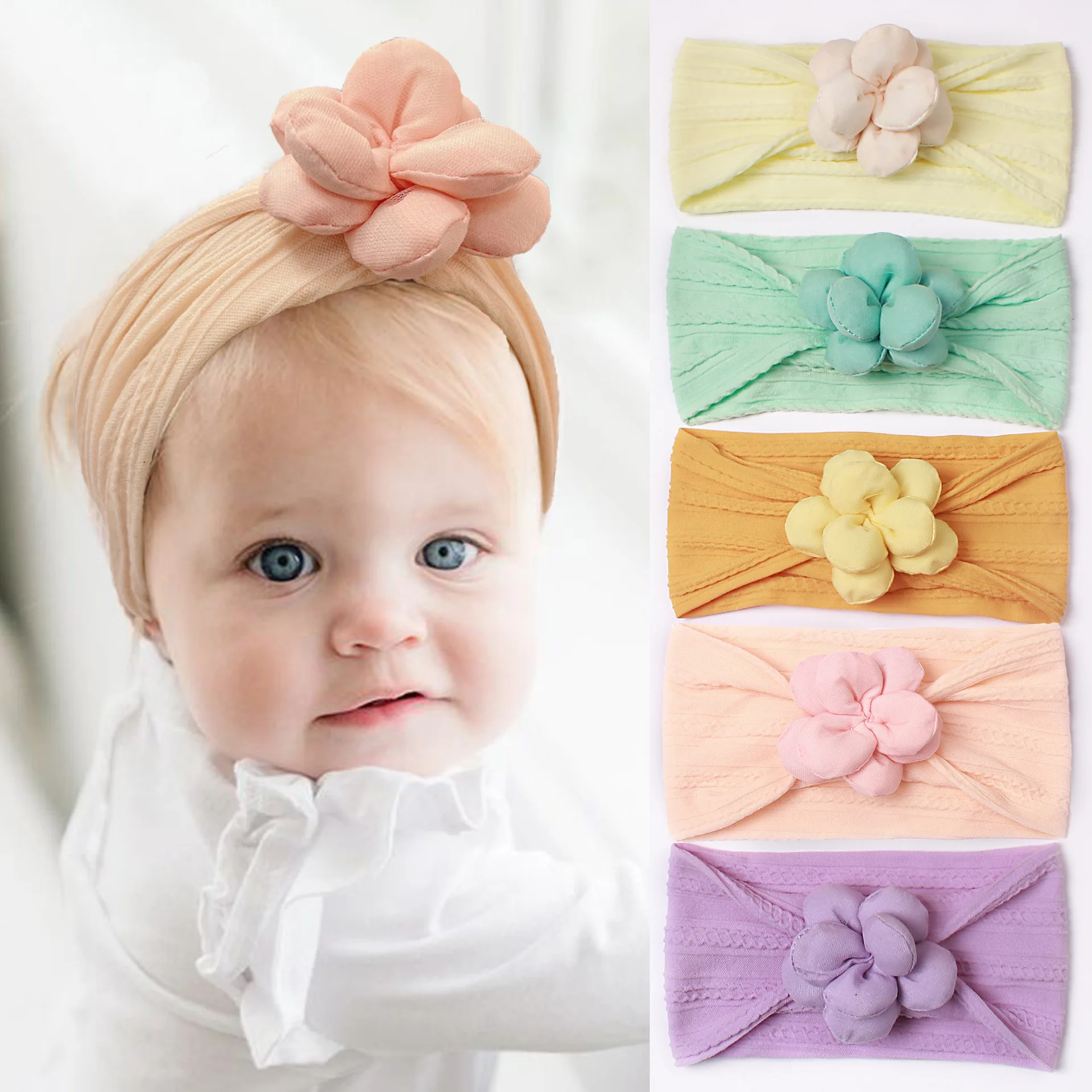 

Cute Baby Girl Headband Nylon Flower Baby Headbands Newborn Hair Bands Kids Headwear Children Infant Toddler Hair Accessories