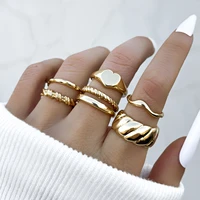 aprilwell vintage geometric rings for women gold plated luxury aesthetic charm twisted chains heart anillos jewelry gifts chunky