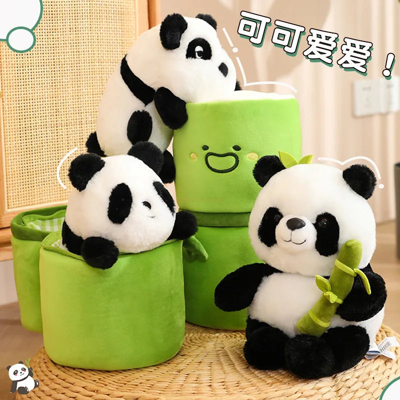 

Bamboo Tube Panda Plush Toys Creative National Treasure Souvenirs Into Dolls Plushie Toys Doll Kawaii Peluche Childr