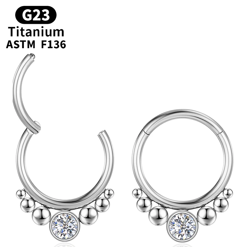 

Piercing Helix F136 Titanium Clicker Zircon Cartilage Ear Clip Earrings Septum Nose Ring Hoop Circular Body Jewelry Women Labret