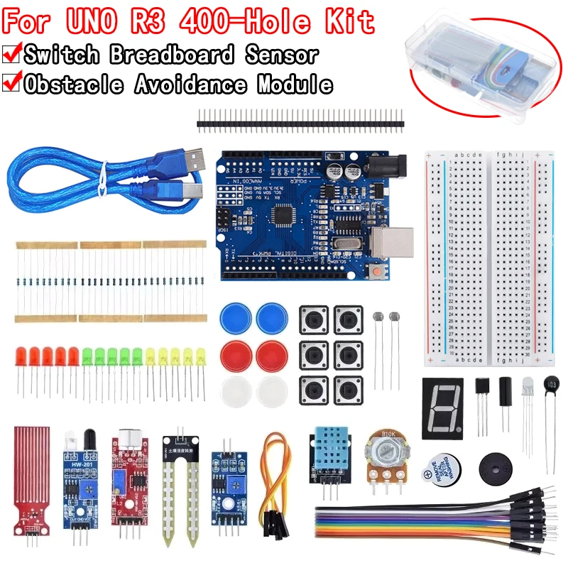 Базовый стартовый комплект для Arduino Uno Set R3 DIY Kit — плата/макет + розничная коробка