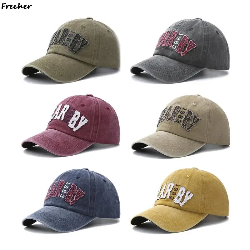 

NEARBY Letter Baseball Cap Embroidery Sun Hats Women Men Hip Hop Golf Caps Distressed Jeans Hat Comfortable Sports Visors Rock