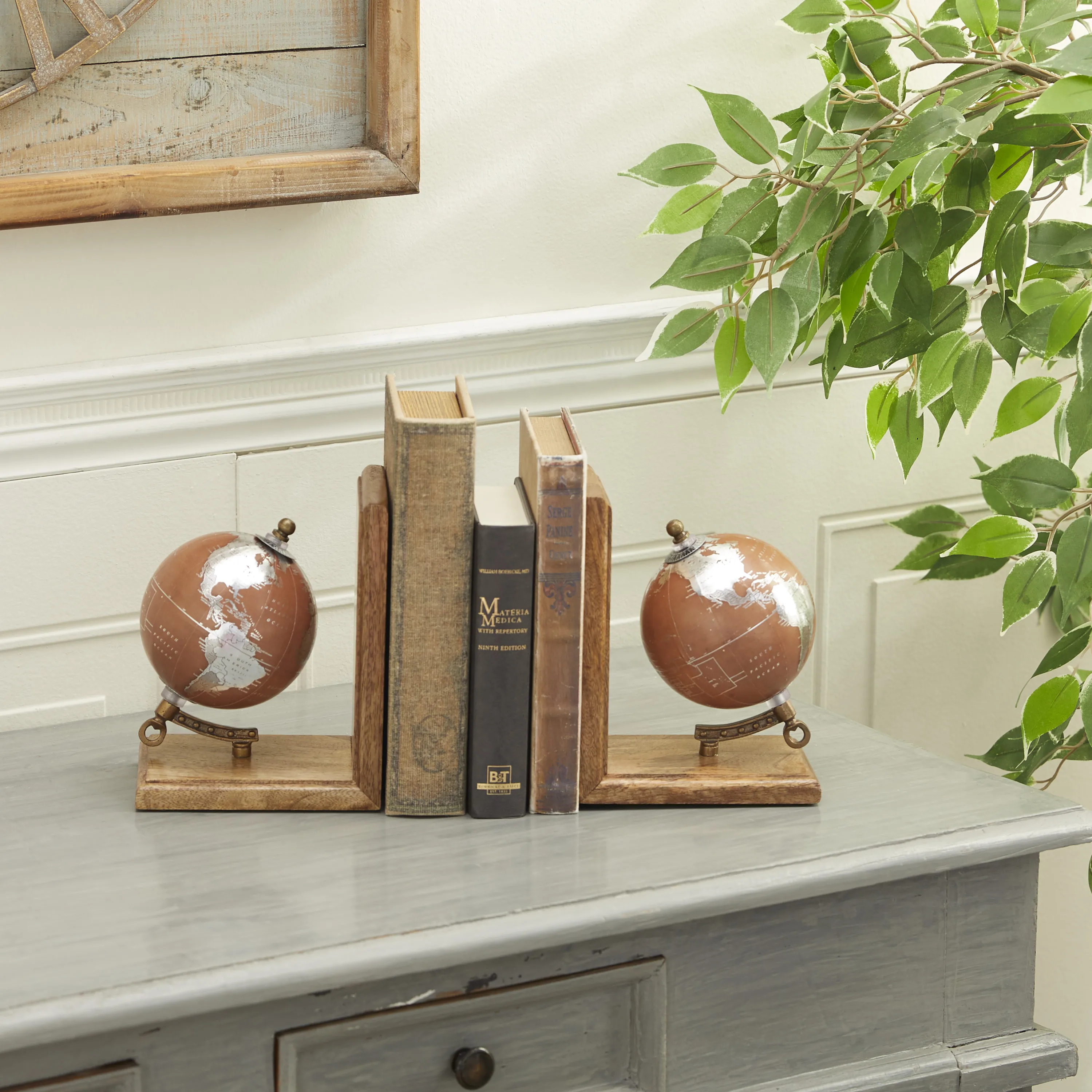 

6" Brown Wood Bookends (Set of 2)