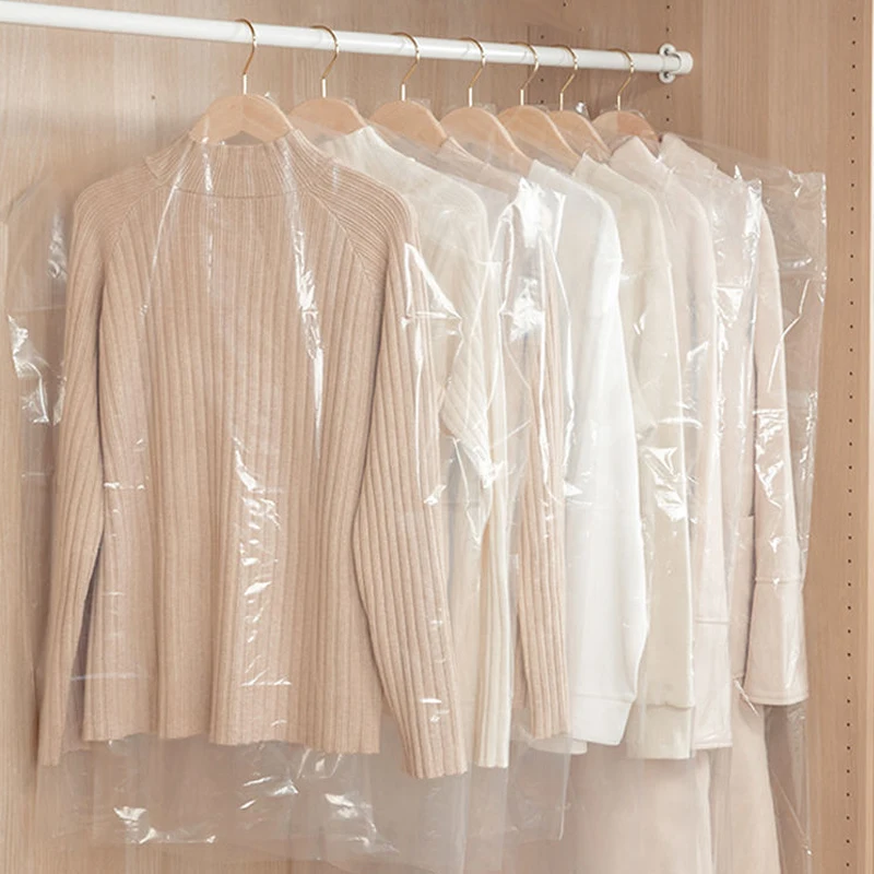 

1-5PCS Disposable Garment Dust Bags Clear Plastic Waterproof Moisture-proof Clothing Storage Bag Home Clothing Store Dust Cover