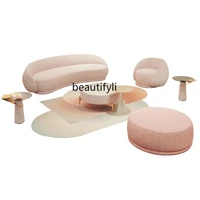 yj beauty salon clothing store curved sofa combination north rest area reception lamb fleece