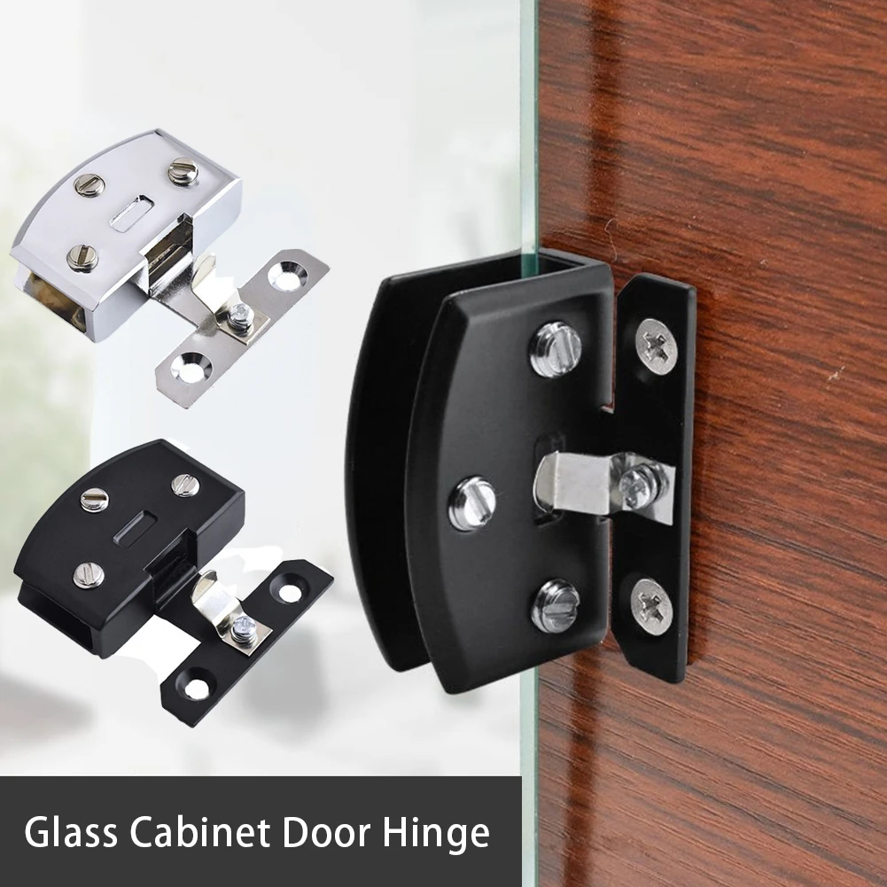 

Glass Door Hinge Cupboard Display Cabinet Gate Clamp Furniture Hardware Hinges No Drilling Frameless Clamp Side Mounted Hinge