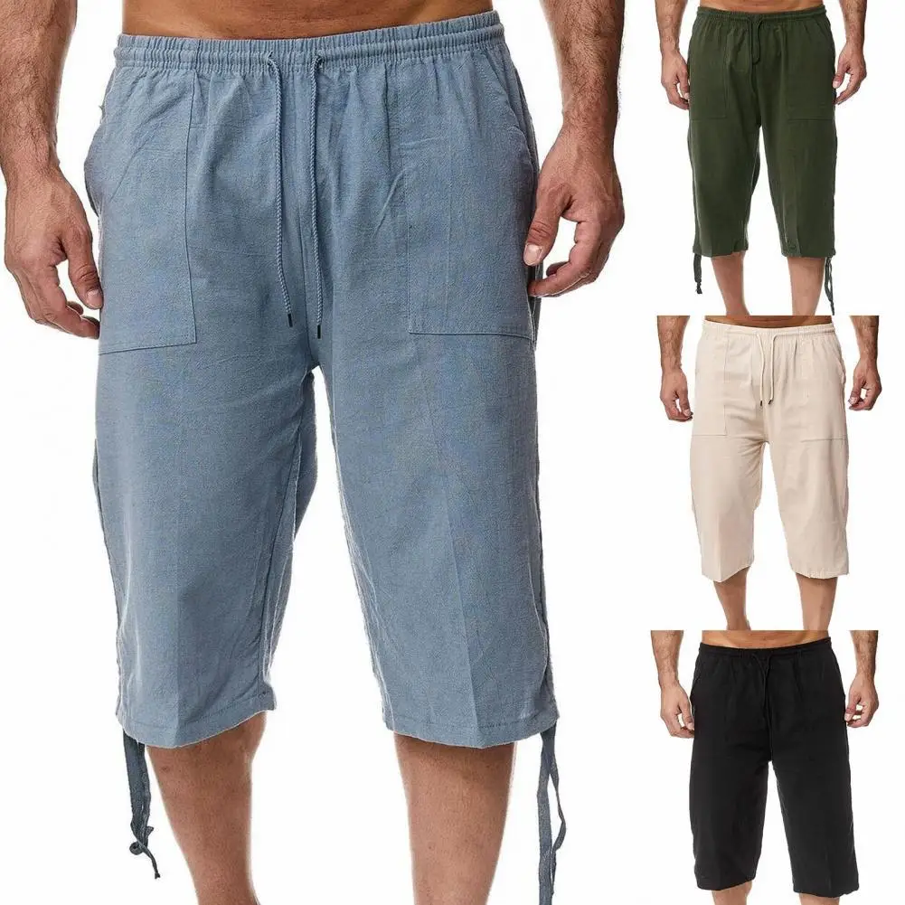 

Men Pants Summer Sport Pants Sporty Loose Simple Multi Pockets Straight Leg Sweatpants