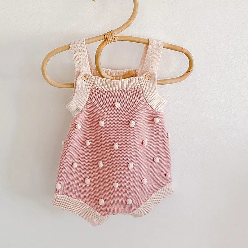 Autumn Female Baby Bodysuits and One Piece Vest Newborn Hand-made Ball Knitting Wool Jumpsuit Triangle Climbing Suit Rompers