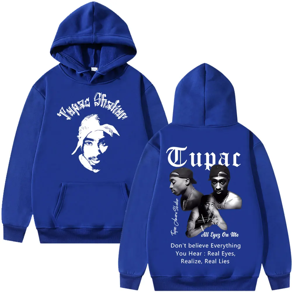 Rapper Tupac 2pac Shakur All Eyez on Me Hoodie Men Women Fashion Hip Hop Vintage Hooded Sweatshirt Men's Loose Oversized Hoodies