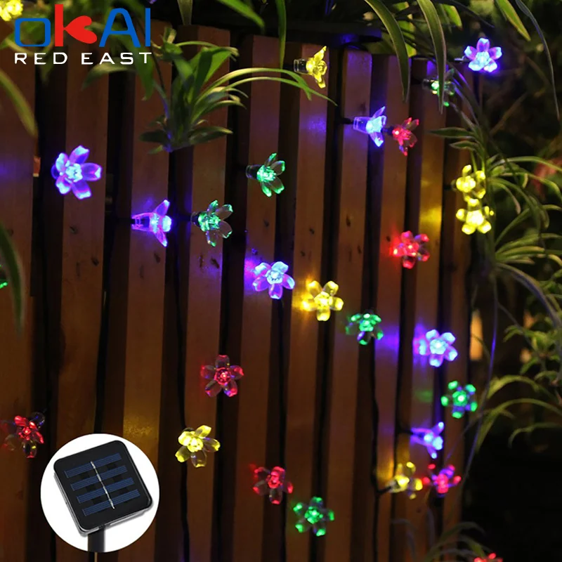

Solar String Lights Outdoor 8 Modes Waterproof Garden Blossom Lighting Party Home Decor Lights 5/7/12/22m.