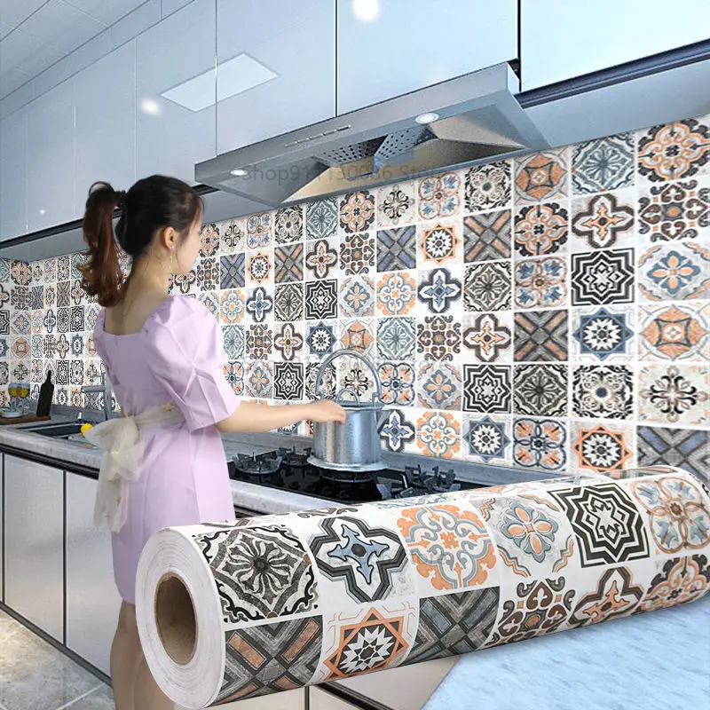 

Kitchen Oil Resistant DIY Wall Sticker Self Adhesive Wallpaper Home Decor Bathroom Moisture Resistant Waterproof Vinyl 3D Tile