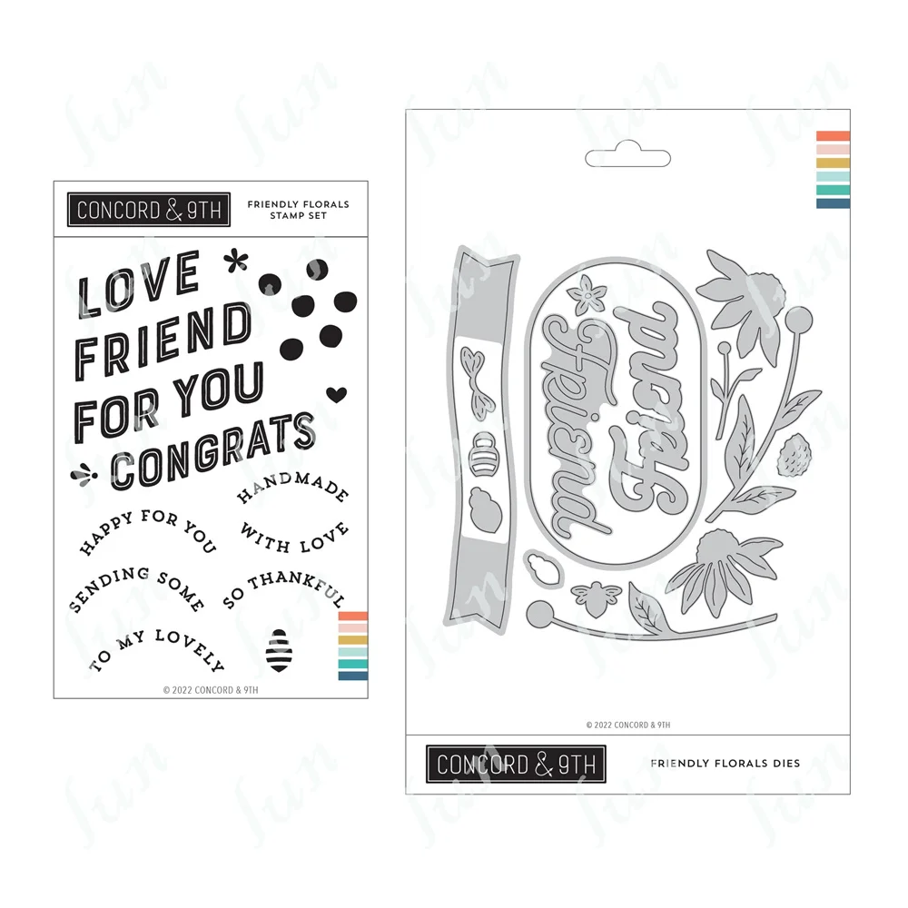 

Stamps and Dies 2022 New Arrivals Friendly Florals Metal Cut Die Silicone Clear Stamp Diy Scrapbooking Paper Card Album Handmade