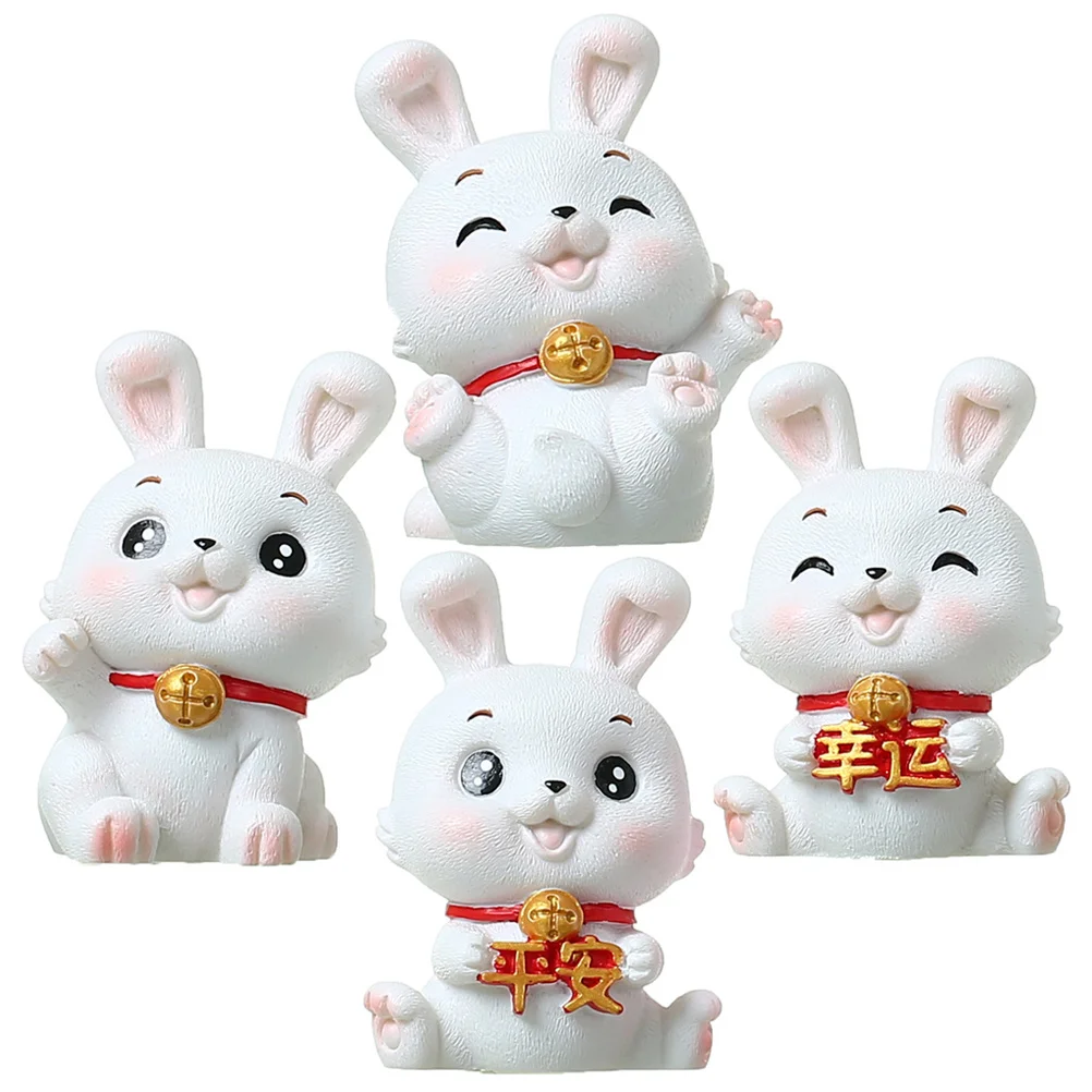 

Rabbit Year Bunny Statue New Figurines Chinese Figurine Decorations Zodiacdecor Resin Lucky The Miniature Animal Car Decoration