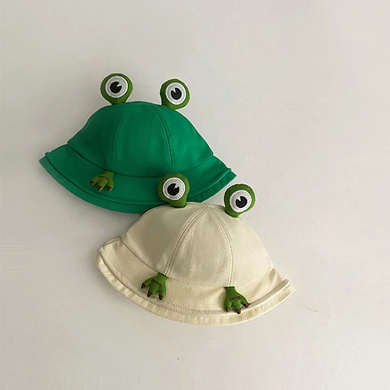 

Children's Frog Bucket Hat Summer Autumn Plain Fisherman Hat for Kids Outdoor Hiking Beach Fishing Cute Sunscreen Bob Caps
