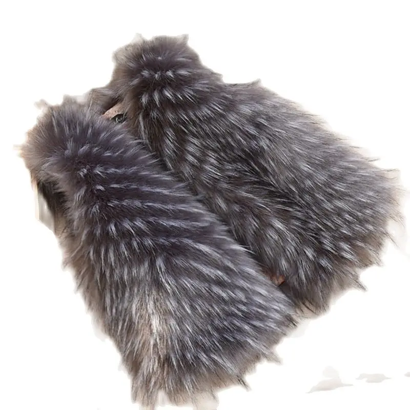 

80-150cm Finnish Faux Fox Fur Coat for Men and Women Autumn and Winter Natural Gradient Furry Vest