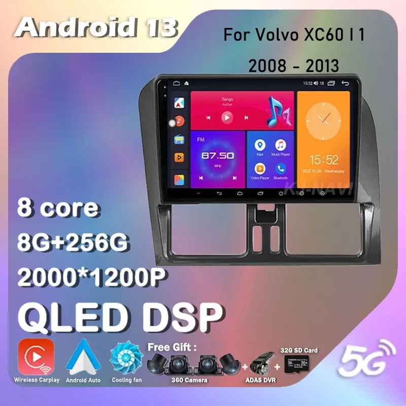 

For Volvo XC60 I 1 2008 - 2013 IPS Touch Screen Android 13 9" 4G Lte Car Video Player Multimedia Radio Stereo GPS Navigation BT