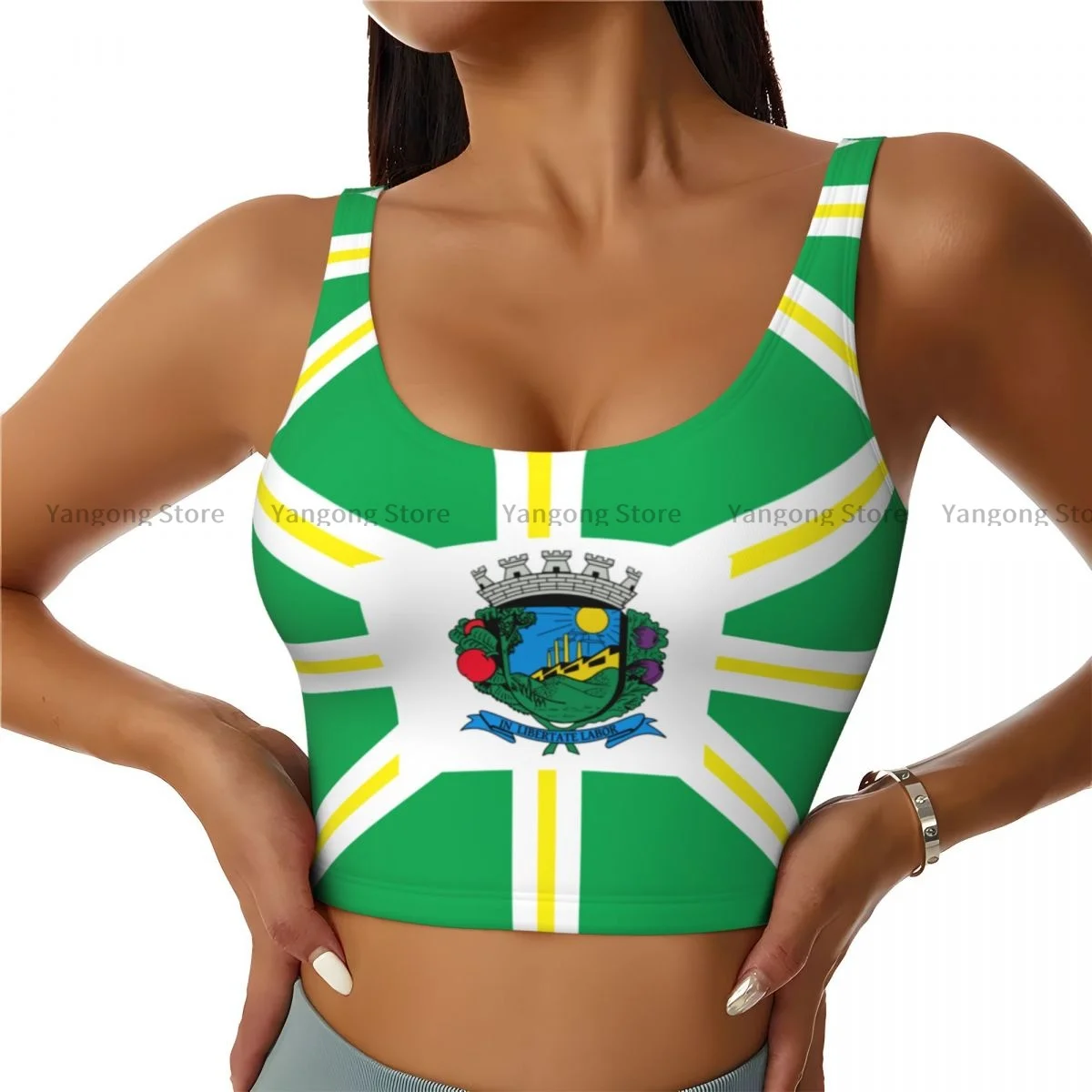 Спортивный бюстгальтер для женщин одежда бега йоги жилет Bandeira Valinhos флаг фитнеса