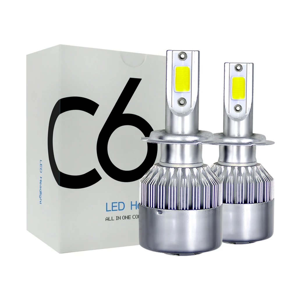 2PCS C6 H1 H3 Led Headlight Bulbs H7 COB LED Car Light H4 motorcycle bulb H11 HB3 9005 HB4 9006 6000K 72W 12V 7200LM h8 fog lamp