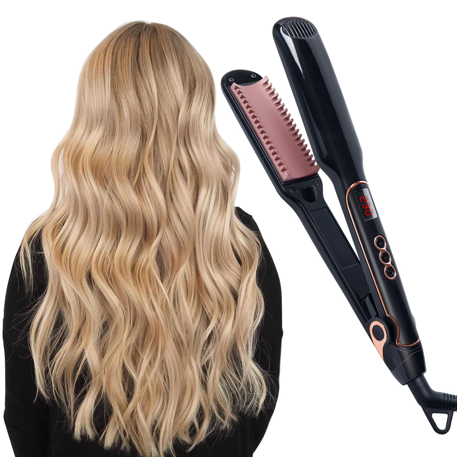 

Straight curling splint multifunctional temperature regulating electric splint curling bar dry and wet straight curling