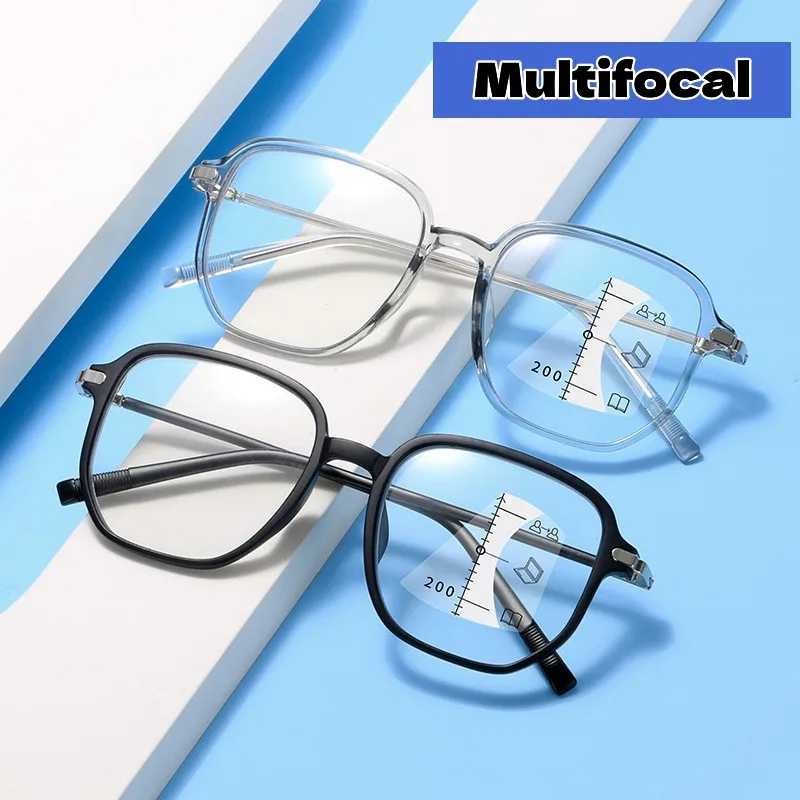 

Новые трендовые многофокальные прогрессивные очки для чтения, мужские и женские очки с защитой от синего света, близорукости, ретро бифокальные очки