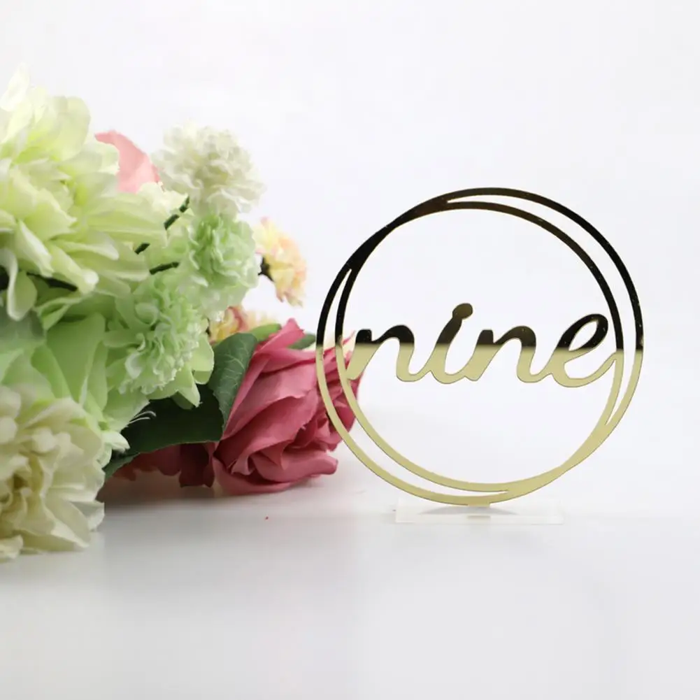 

Gold Color 10Pcs Novel Easy Installation Round Seat Number Reusable Seat Number Plate Convenient for Wedding