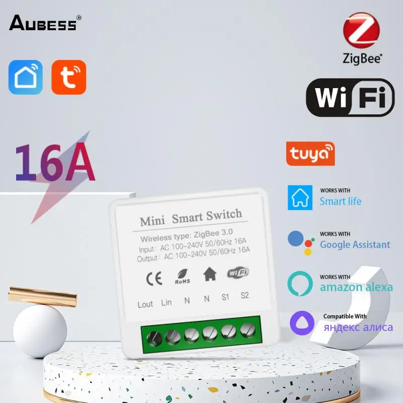 

Tuya Wireless Zigbee/Wifi Switch Smart Life App Control 16A 2-Way Breaker Smart Home Works With Google Home Alexa Yandex Alice