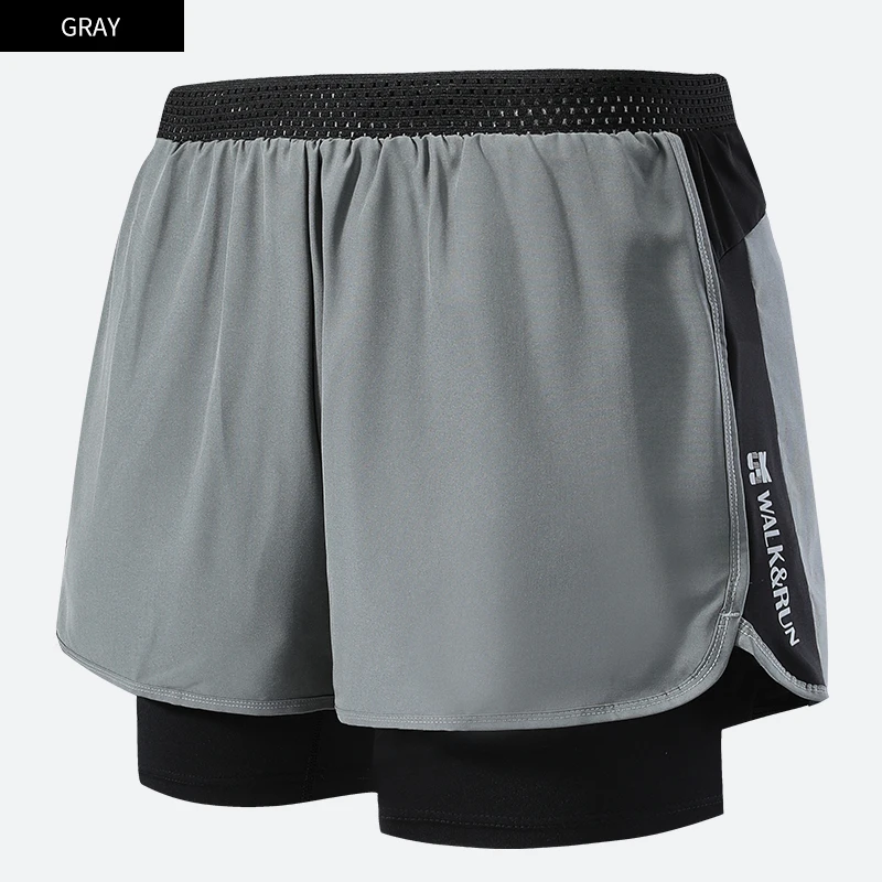 Running Shorts Men Fitness Gym Training Sportswear Double-deck Male Breathable Workout Jogging Cycling Marathon Quick Dry S-4XL