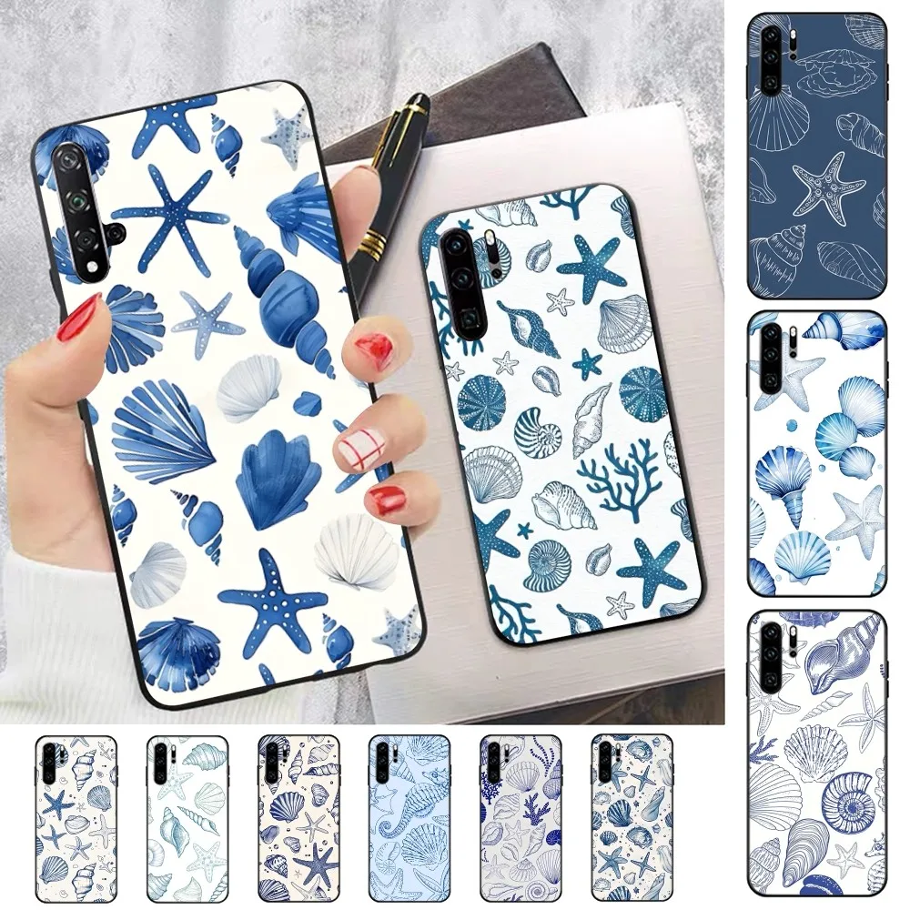 Vintage Sea Creature Conch Print Phone Case For Huawei P 8 9 10 20 30 40 50 Pro Lite Psmart Honor 70 Mate 20lite