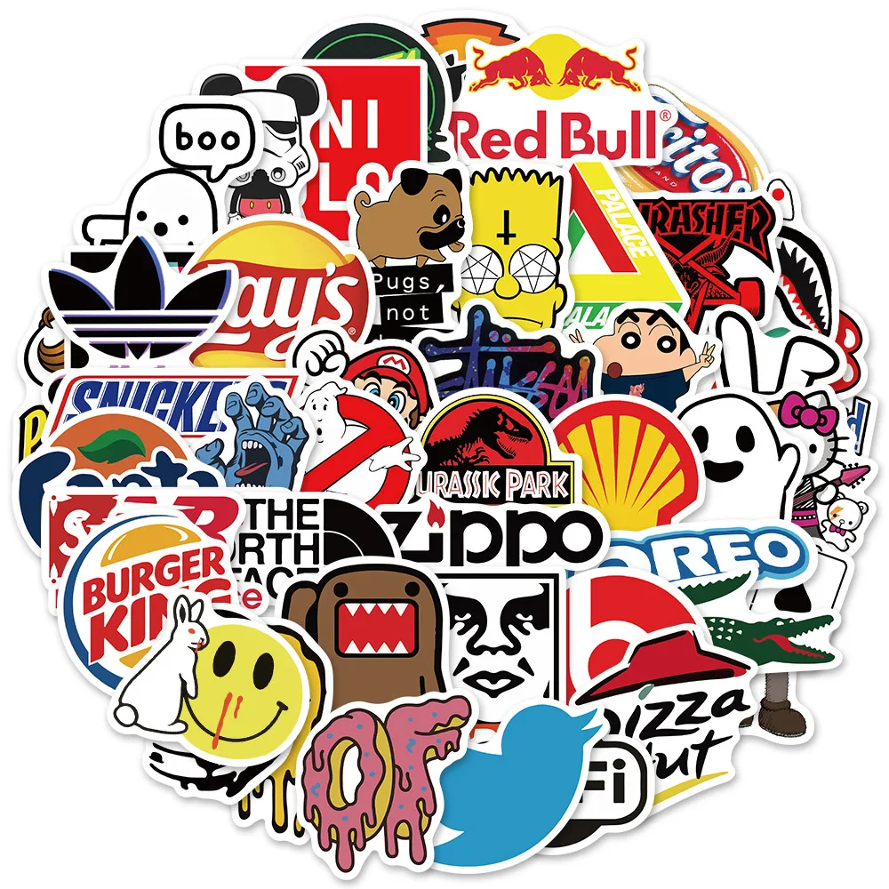 

50PCS Cool Street Fashion Logo Graffiti Stickers Aesthetic Laptop Skateboard Phone Waterproof Decal Sticker Pack Kid Toy