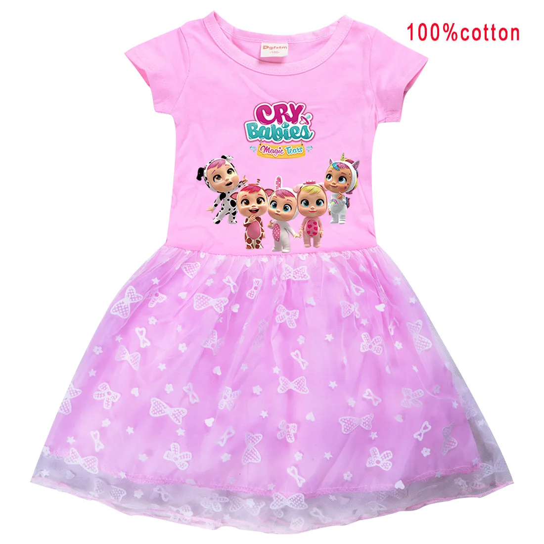 

2022 Girls Summer Dress Kids Lace Princess Dresses Children Cute Cry Baby Cartoon Clothes Girls Birthday Party Casual Vestidos