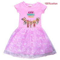 2022 girls summer dress kids lace princess dresses children cute cry baby cartoon clothes girls birthday party casual vestidos