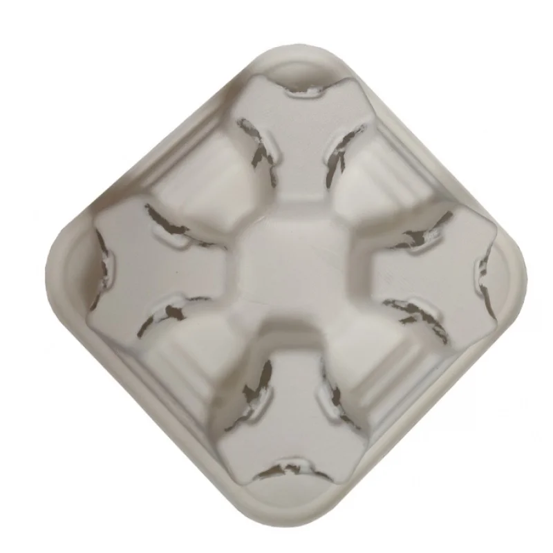 

Wholesale customized design disposable pulp cup holder coffee paper cup tray takeout packaging cup holder