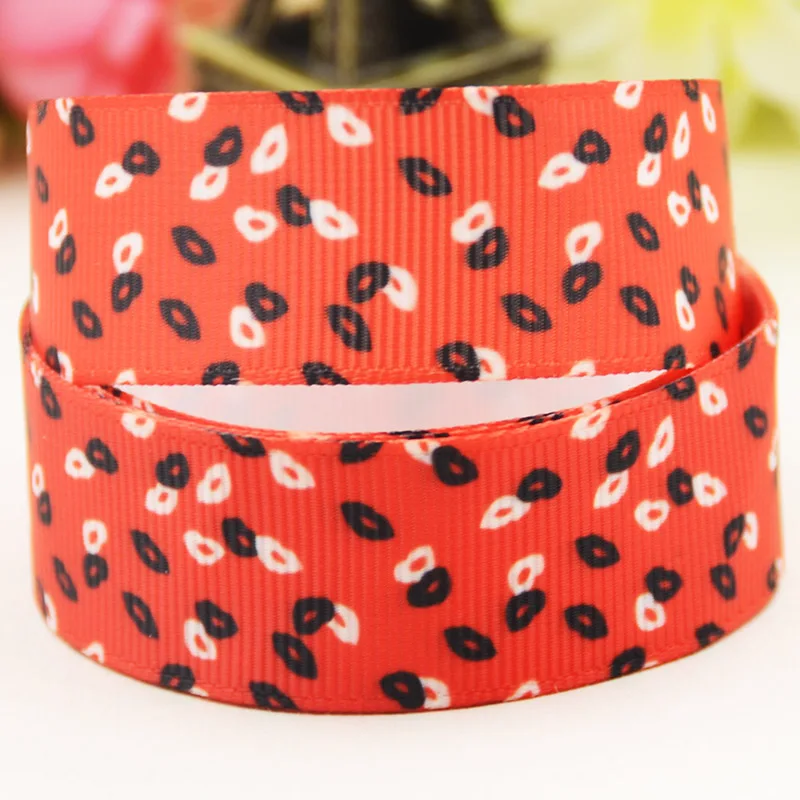 

22mm 25mm 38mm 75mm lip print Cartoon printed Grosgrain Ribbon party decoration 10 Yards X-05104